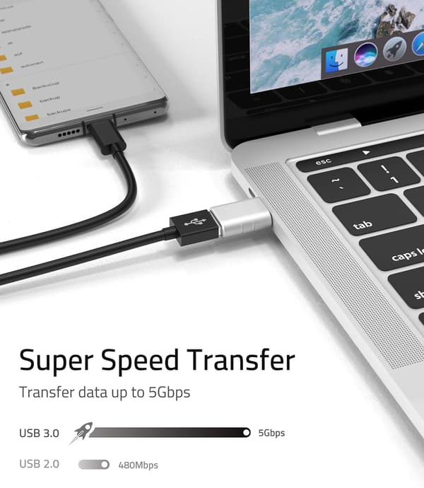USB C til USB Adapter (2-pak), USB-C Han til USB 3.0 Hun Adapter Kompatibel med iPhone 15 Pro Max MacBook Pro Air