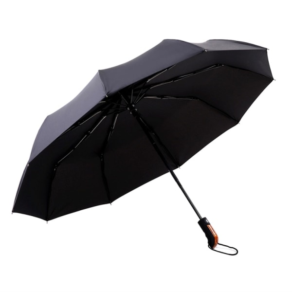 Fällbart paraply, svart kompakt solid hopfällbart paraply för män,