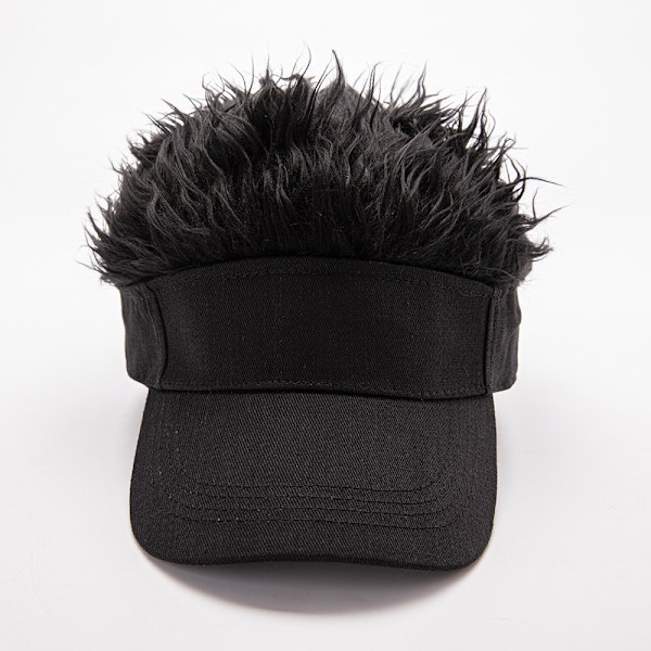 Nyhet Hår Visor Sol Cap Parykk Peaked Baseball Hat med Spiked Hairs