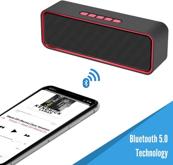 (Red) Kannettava langaton kaiutin, Bluetooth 5.0 3D HiFi:llä