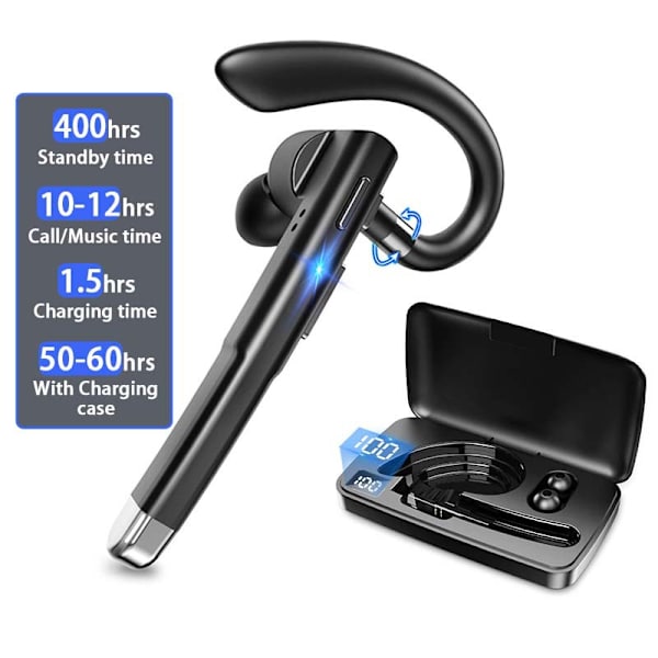 Trådlöst Bluetooth-headset, handsfree-öronpropp, LED-batteri