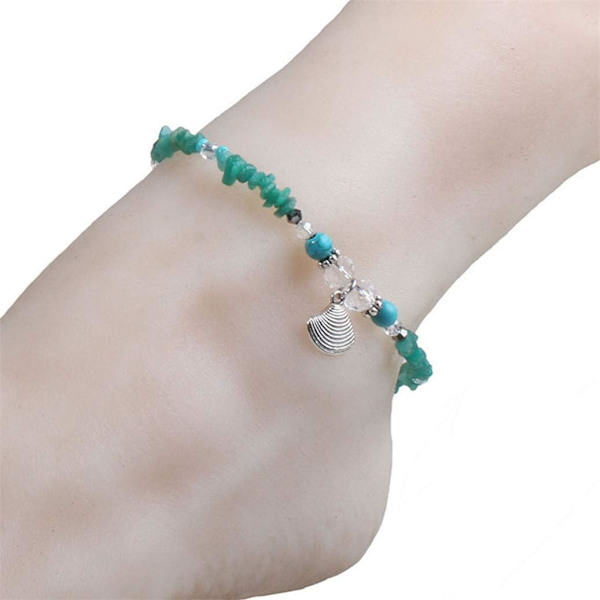 1 kpl Turkoosi Kuoren Ripustimella Varustettu Anklet Boho Ketju Ohut Rantajuhla