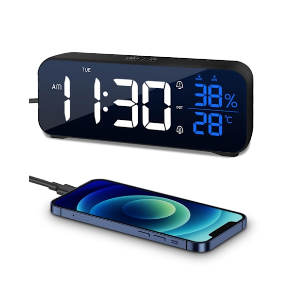 1 LED-digital väckarklocka med stor display