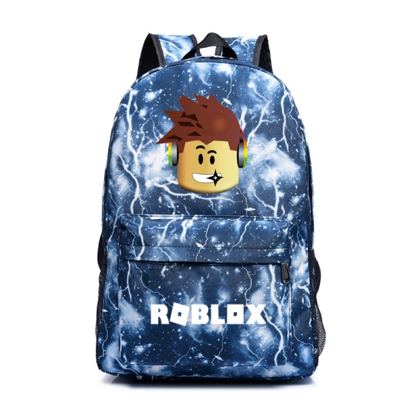 Roblox-ryggsäck för pojkar och flickor, skolväska, blixtblå
