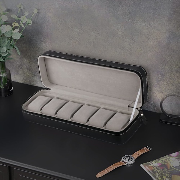 Ur-Rulle Organizer, Rejse-Ur Opbevaringsorganisator (Sort 6 Slots)