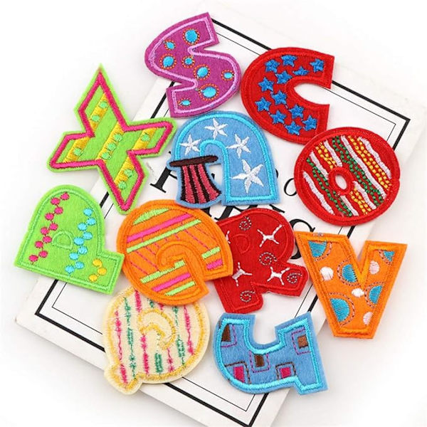 Farverige Stryge-Patches med Bogstaver 26 stk A-Z Bogstavs-Patch Dyr
