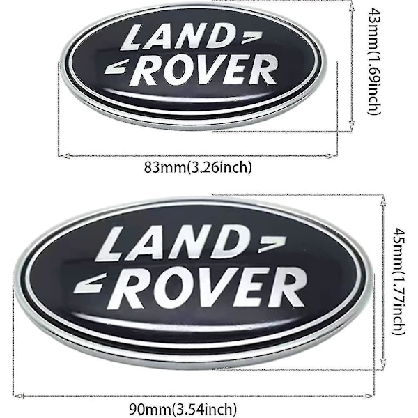 2 st Land Rover-märken för grill och baklucka, ovala emblemdekaler, passar till Land Rover Range Rover-märken (svart)