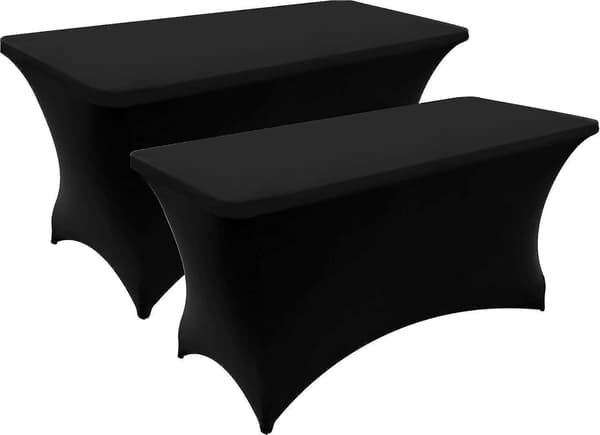 1 Pack Spandex Elastisk Stretch Bordsduk Rektangulär Träning Stretch Bordsduk För Bankett Svart 4FT