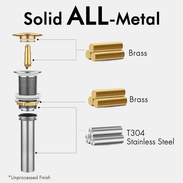 Badeværelsesvask Afløb, Helt Metal Rustfri Messing og 304 Rustfrit Stål, Mat Sort