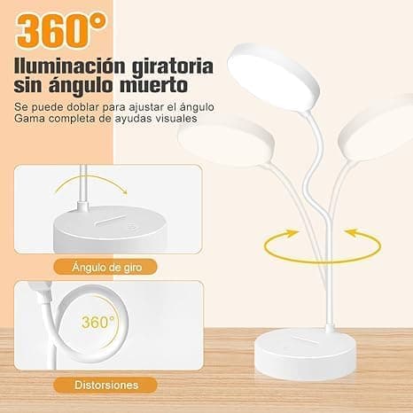 LED skrivebordslampe, USB-oppladbare øyevennlige skrivebordslamper, berøringsdemping, 3 lysmoduser