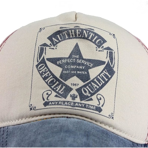Vintage cap tvättad denim lastbilsmössa Mode Pentagram S
