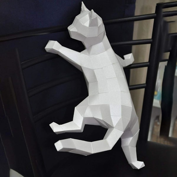 1 st 3D Pappdjur Papercraft Byggset Katt Origamipapper
