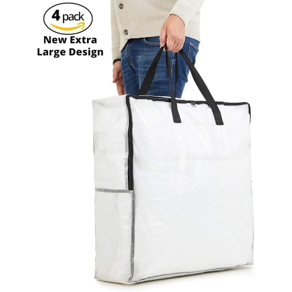 Transparent förvaringsväska i set om 4, stor XXL flyttväska 60x60cm