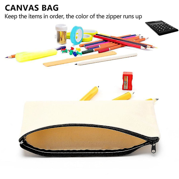 Canvas dragkedja väska Canvas pennfodral Canvas kosmetika väska Diy hantverk väska Kosmetika väska Resa Diy hantverk S