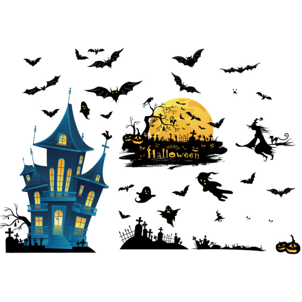 Halloween-juhlatavarat Mustat Lepakot Kallo Lasin Ikkuna Tarrat