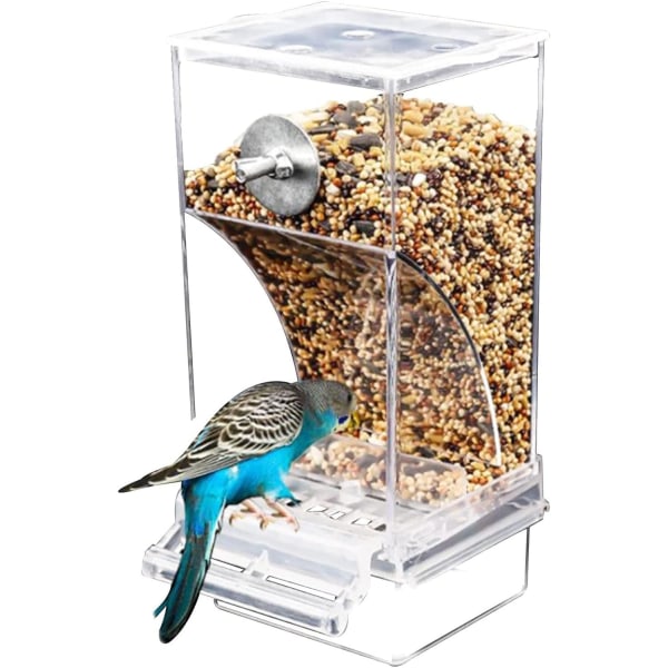 1 st (transparent) Fågelfröautomat i akryl, smutsfri