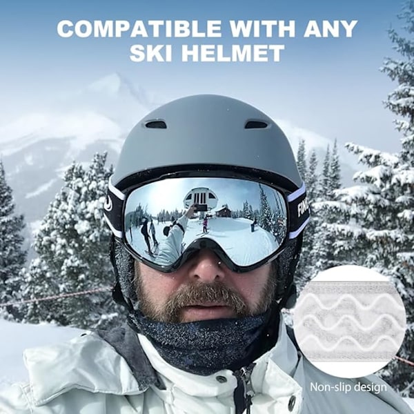 Over-goggles skibriller (OTG) for menn, kvinner og ungdom, 100% UV-beskyttelse