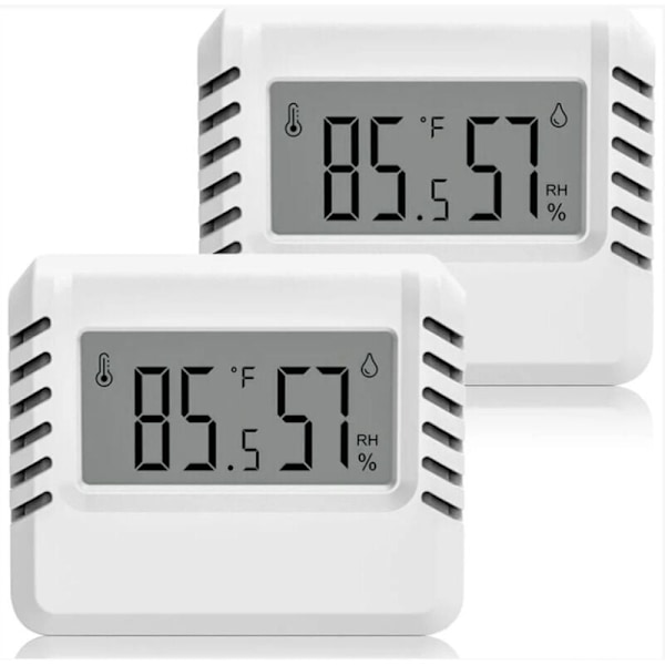 Digital hygrometer termometer, 2 st mini inomhus termometer, stor LCD-skärm, bärbar, min/max-inspelning, för hem terrarium babyrum kläckare källare