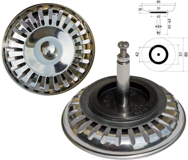 2 stk Universal kurv sil 7,6 cm (Ø80 mm), for vask med