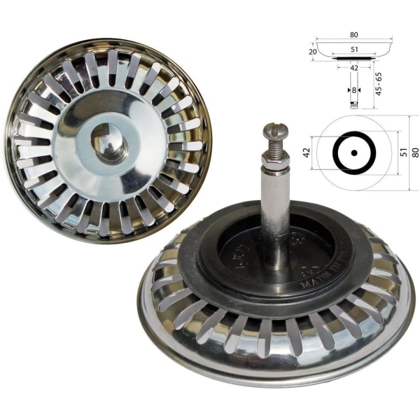 2st Universal 7,6 cm (Ø80 mm), för diskho med