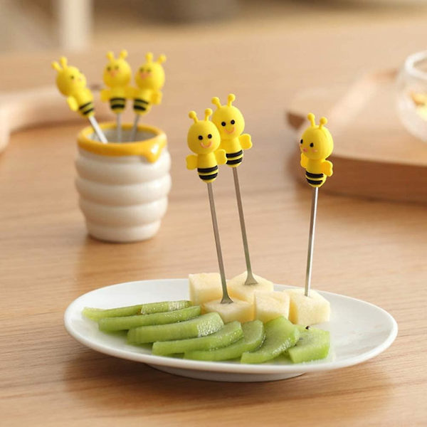 7 stk. silikone bi-cocktailpinde frugtpinde bento dessert mad appetitgafler