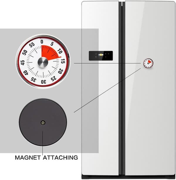 Magnetisk mekanisk roterende timer 60 minutter opptakskapasitet teller