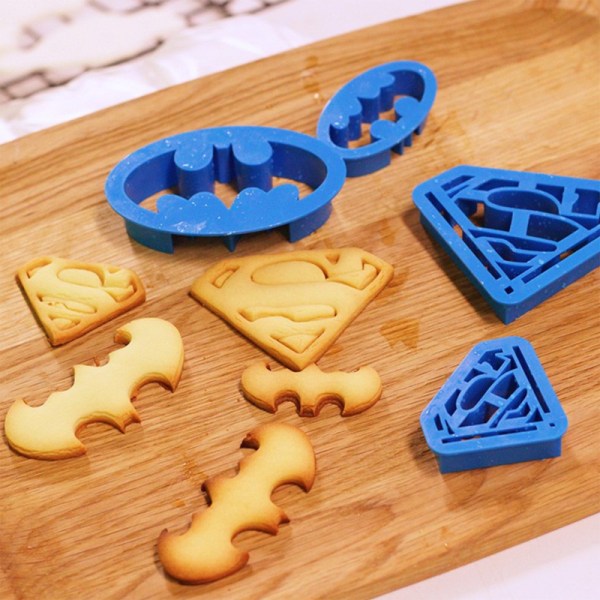 DIY Bage Sæt med 4 Stykker Batman og Superman Cookie Plastik