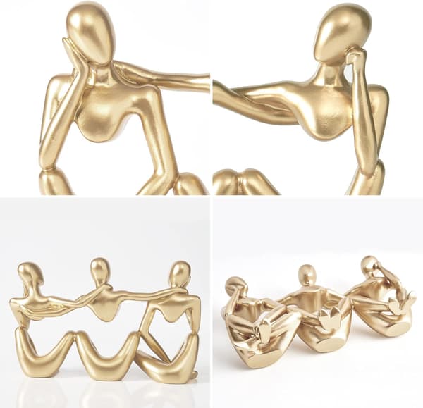 Bästa vänner staty guld heminredning, modern skulptur för kaffe