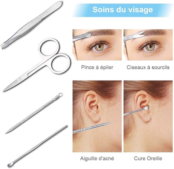 12 i 1 sæt af Negleklippere Kit Manicure Pedicure Rustfrit