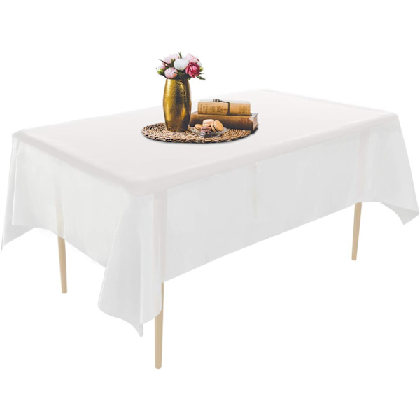 Set med 6 engångs transparenta plastdukar 1.37 x 2.74