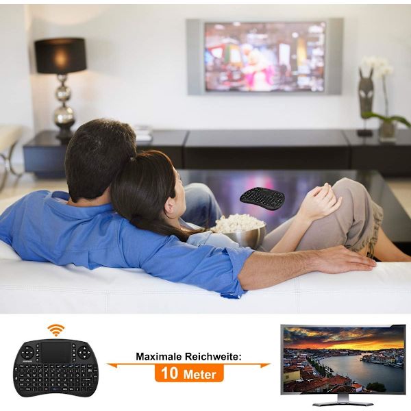 Mini-näppäimistö langattomalla kosketuslevyllä, sopii Android TV:lle