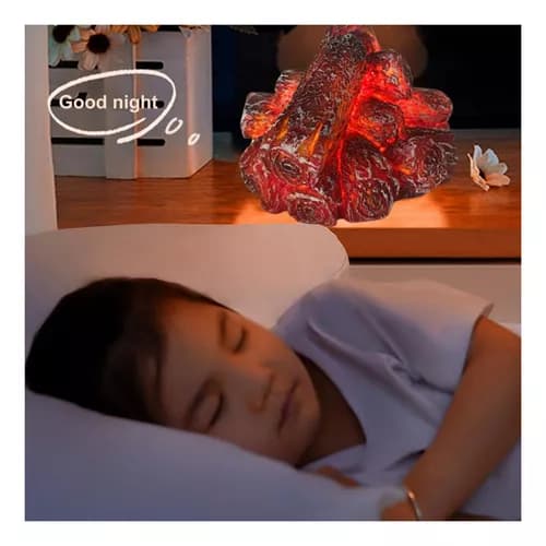 Gjenbrukbar LED-lampe med simulert kull for peis