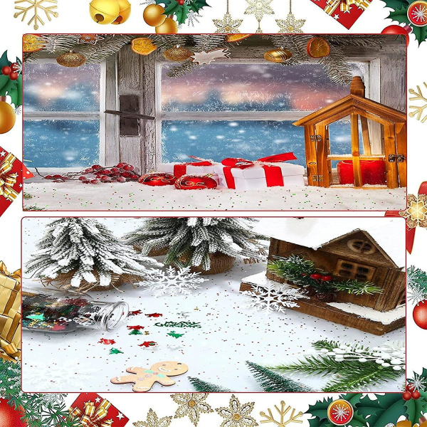 Konstgjord snö till jul, rulle med julsnöfilt, glittrande julsnöfilt, dekoration med konstgjord snö till jul 82*101 cm