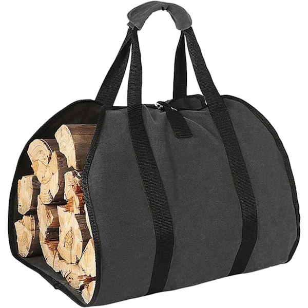 Vedförvaringsväska, 39 tum x 19 tum Canvas Vedkorg, Vedhållare Eldstadsutrustning, Ved