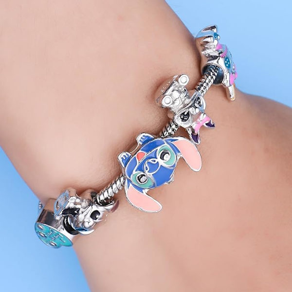 Stitch Armband Stitch för Flickor 8-12 Stitch Saker Födelsedagspresenter Stitch Charm Armband 6,7 tum, Metall, inga ädelstenar