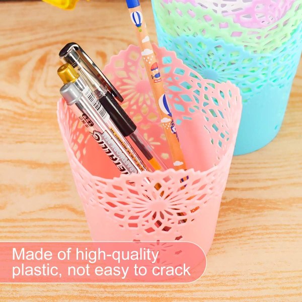 Pennhållare Cup Set, 1 plast penna Kruka ihåliga blommönster