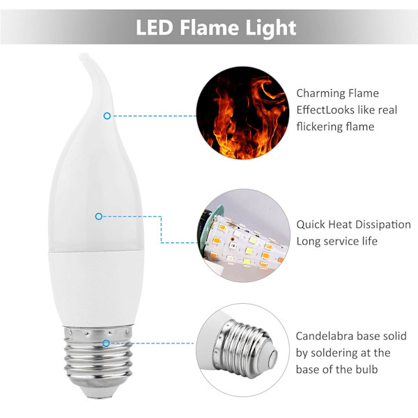 6-pack E26 LED-lampa med flam-effekt