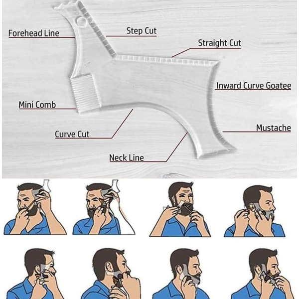 Skjeggguide Shaper Tool eller Klar Stencil for Trimming og Barbering