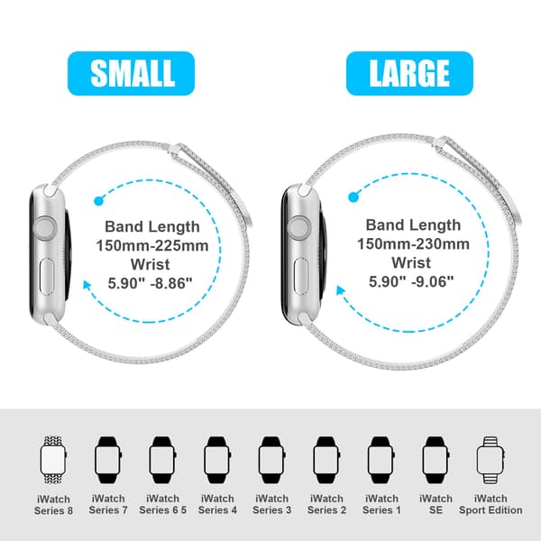 1 rem kompatibel med Apple Watch, justerbar trådnet magnetisk rustfrit stål