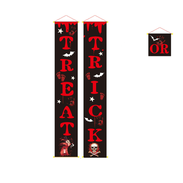 3 Pieces Trick OR Treat Banner Halloween Porch Sign Outdoor