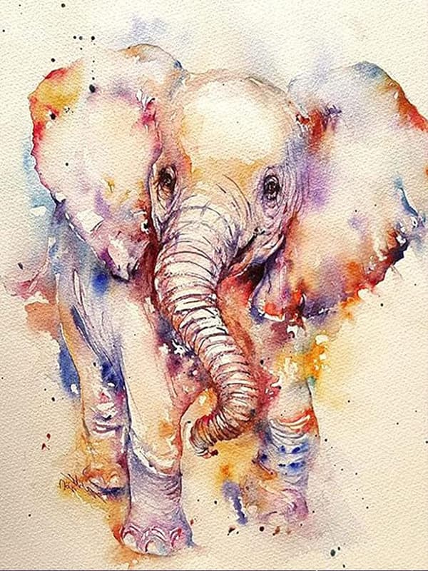 5D Diamantmalerisett, Full Versjon av Elefant, 30x40cm