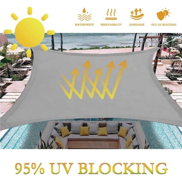 Rektangulär Solsegel, 95% UV-skydd, Vattentätt Skydd