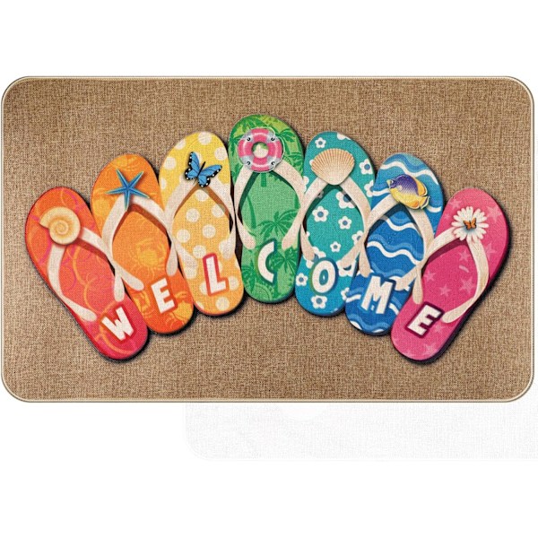 Summer Flip Flop Door Mat Non Slip Rubber Summer Slippers Welcome