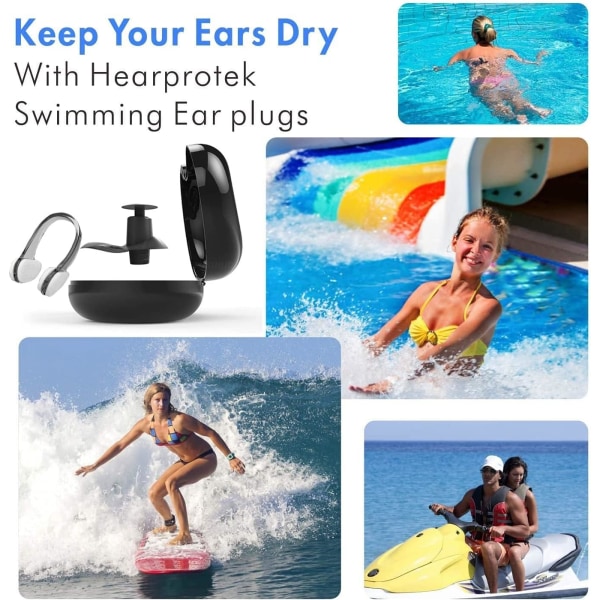 6-pack vattentäta öronproppar för simning med näsklämma, återanvändbara