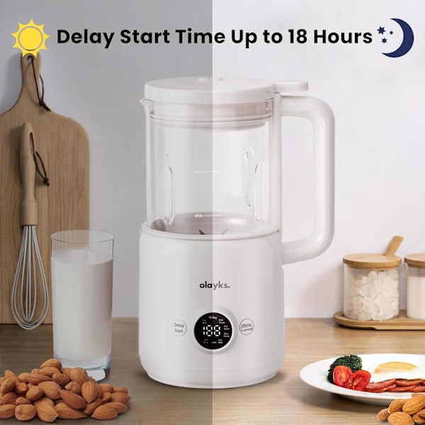 Automatisk nøttemelkmaker, 20 oz Soyamelkmakermaskin for hjemmelaget mandel/havre/soyamelk, plantebasert melk og meieri-drikker