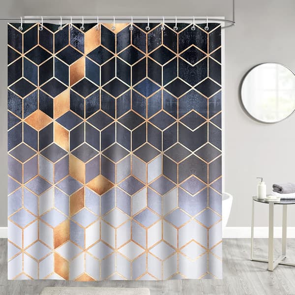 Geometrisk Grå Marmor Duschdraperi 180 x 180 cm Duschdraperi