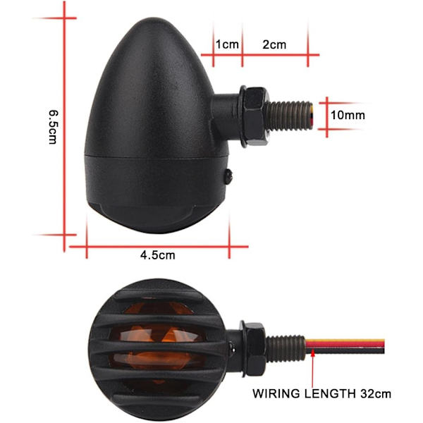 2 Par Universal Motorcykel Blinkers Anpassad Glödlampa Boll