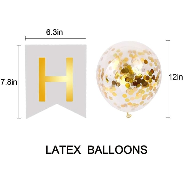 Gratulerer med dagen ballonger Bursdagsdekorasjoner og 5 stk konfetti