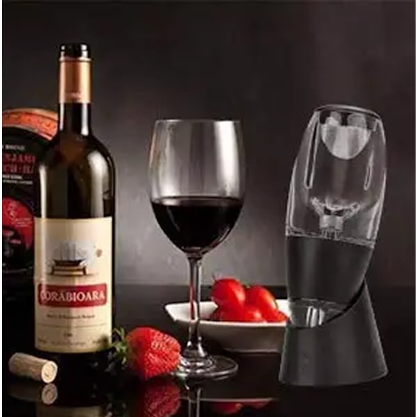 Vinaerator og Dekanter, Sort, med Stativ, til Rødvin, Vin