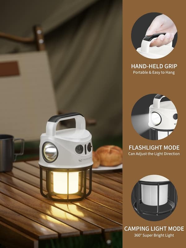 Multifunksjonell Bærbar Campinglampe Dimmbar USB Ladbar